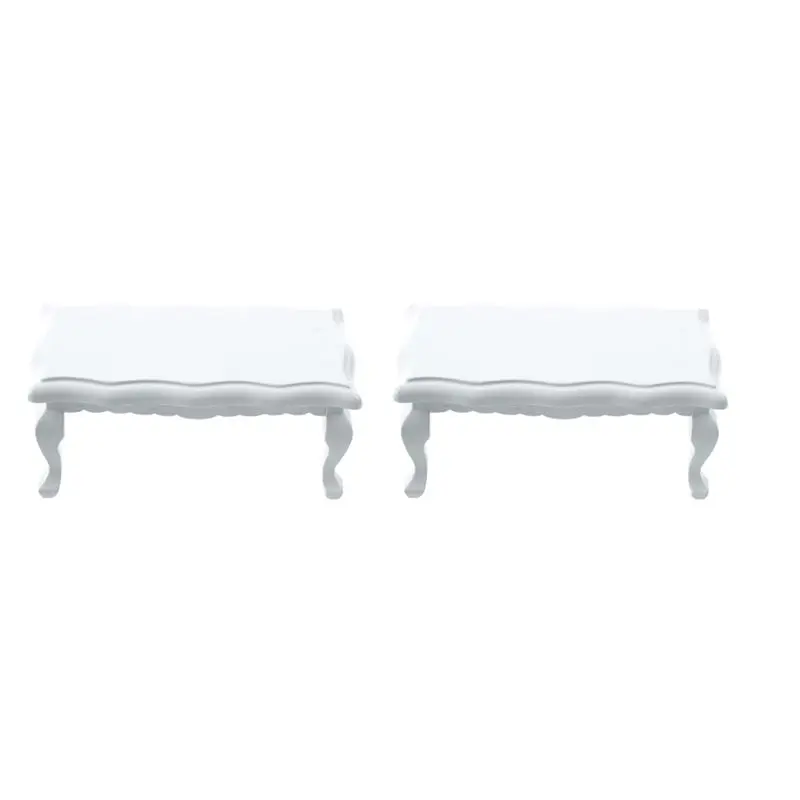 

WOTT-2X 1/12 Dollhouse Miniature Furniture Wave-Edged Wooden Coffe/End Table - White