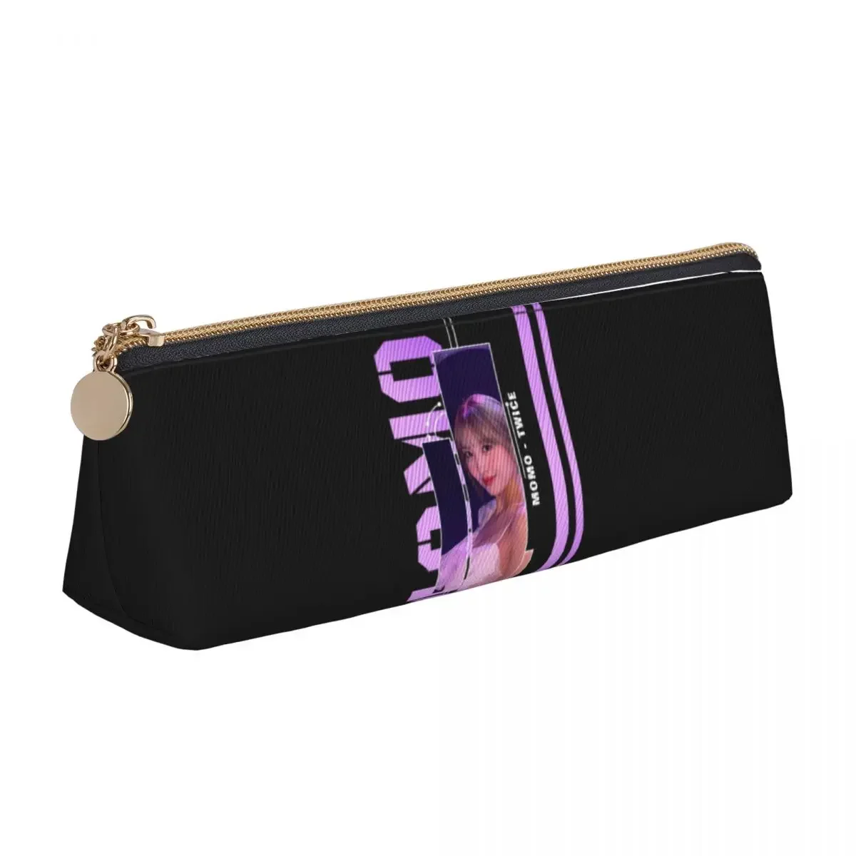 Momo Idol estuche de lápices coreano, estuches escolares de cuero PU, lindo estuche de lápices de gran capacidad, suministros escolares para niños y niñas