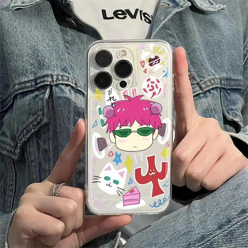 

Saiki Kusuo Phone Case for Iphone 16 15 14 13 12 11 Pro Max Anime Transparent Full Cover Shockproof Cover for Iphone 16promax