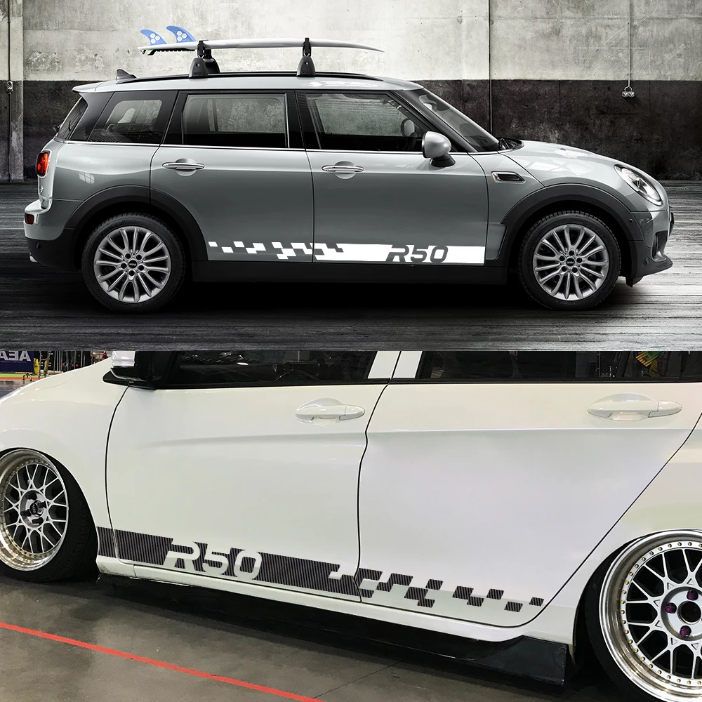 Car Door Side Stickers For MINI Cooper S R50 One D Works Hatchback Graphics Racing Sport DIY Decor Decals Tuning Accessories