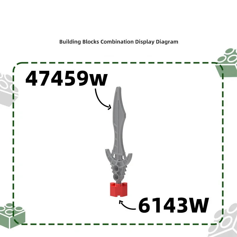 MOC-brazos apilables de 47459W, pieza de ensamblaje de ladrillo, Caballero Medieval, espada doblada, juguete de bloques de construcción, regalos de vacaciones para adultos y niños, 1 Uds.