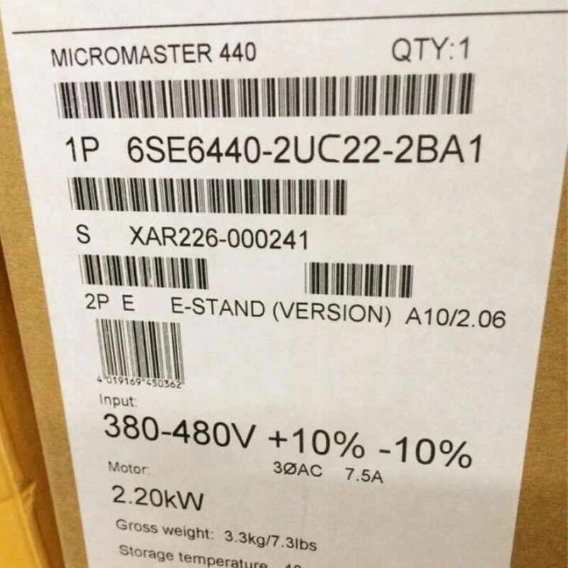 

6SE6440-2UC22-2BA1 MICROMASTER 440 1/3AC200-240V+10/-10% 47-63Hz 6SE6 440-2UC22-2BA1 New in Box