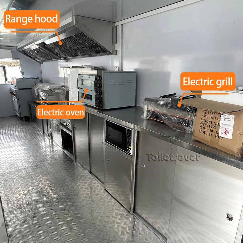 Commercial Outdoor Food Cart Trailer Hot Dog Burger Pizza Mobile Food Truck Guangdong Food Trailer with Full Kitchen Equipment