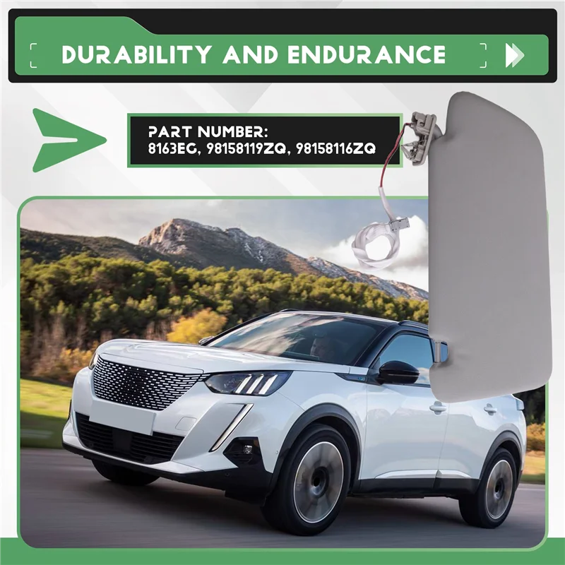 

Interior Sunshade For Car Sun Visor 8163EG For 2008 3008 301 308 308S 408 508 Citroen C5 98158119ZQ 98158116ZQ