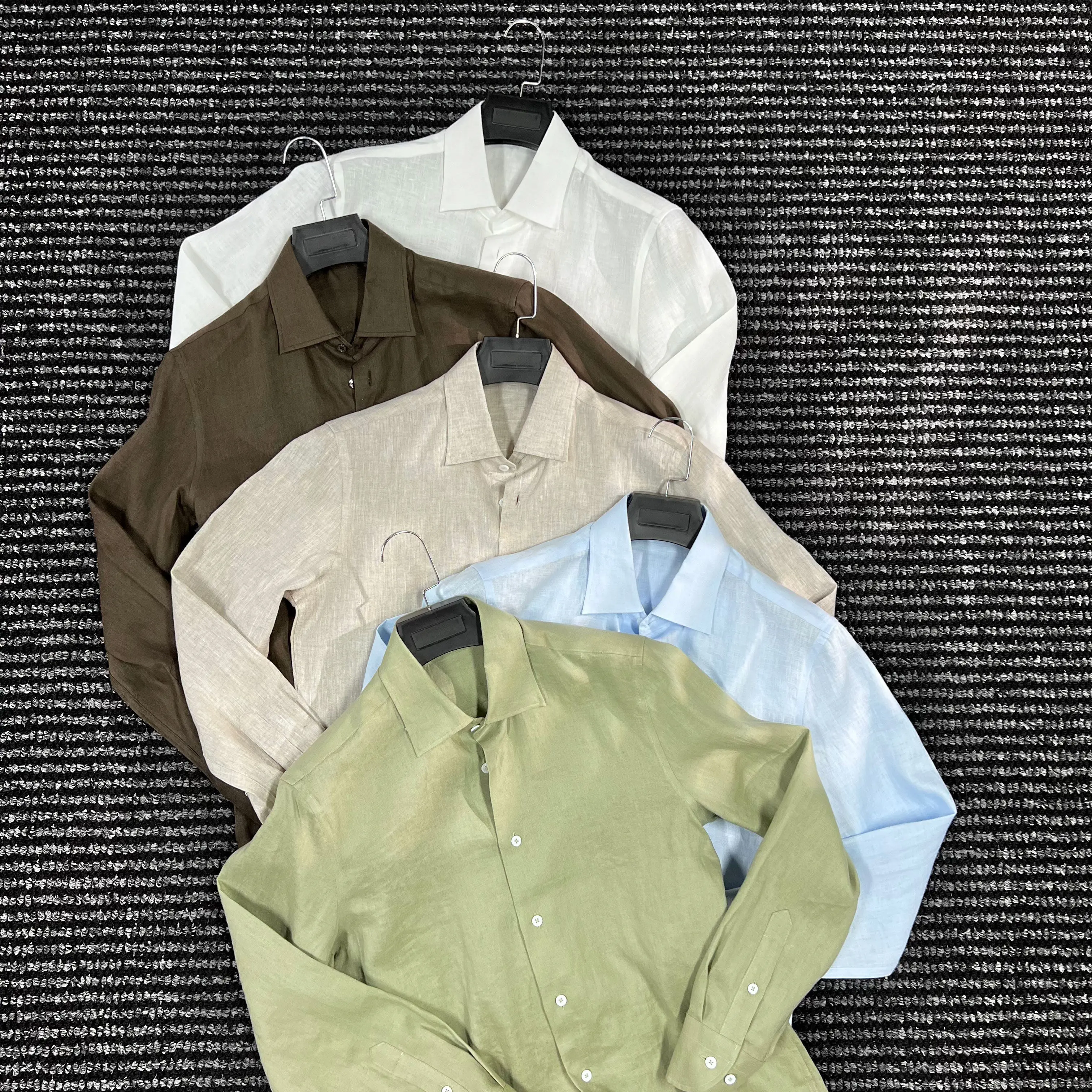 

100 linen summer long sleeve shirt men slim old money wind haute couture shirt