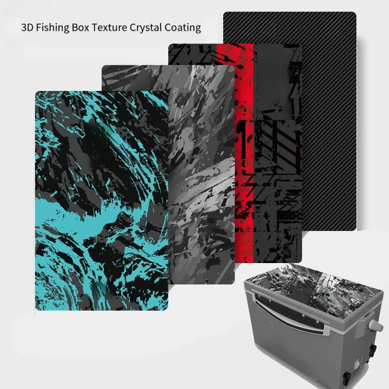 For Fishing Cooler Box Protective Sticker, 3D Waterproof Carbon Fiber Crystal Film, Scratch-Resistant Wear-Resistant Decal