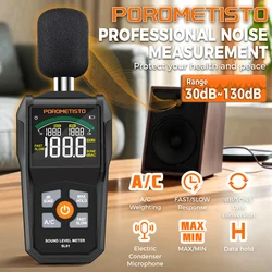 POROMETISTO-SL01 Digital Sound Level Meter Audio Measure Instrument Decibel Monitor 30-130dB Decibel Meter Portable Noise Meter