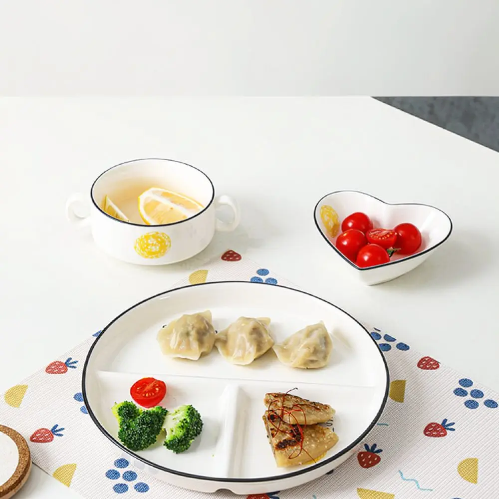 Premium Ceramic Divided Dinner Tray Sectioned Food Plate Portion Control Tool For Balanced Diet Kitchen Tableware Dining