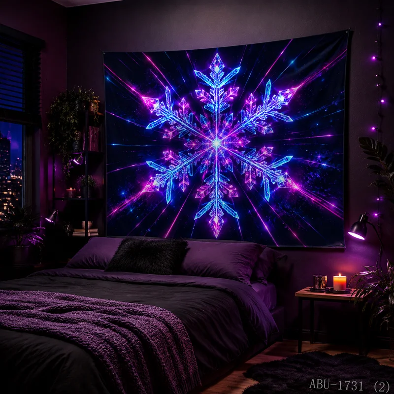VIKAMA Gradient Crystal Snow Bubble Gift Box Christmas Tree Christmas Tapestry Background Hanging Cloth Living Room Decoration
