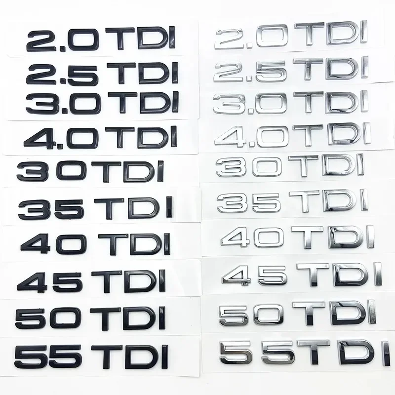 

3D ABS car rear trunk sticker 2.0 2.5 2.7 3.0 4.0 TDI 30 35 40 45 50 55 TDI emblem for Audi A1 A3 A4 A5 A6 A7 A8 Q2 Q3 Q5 Q7 TT