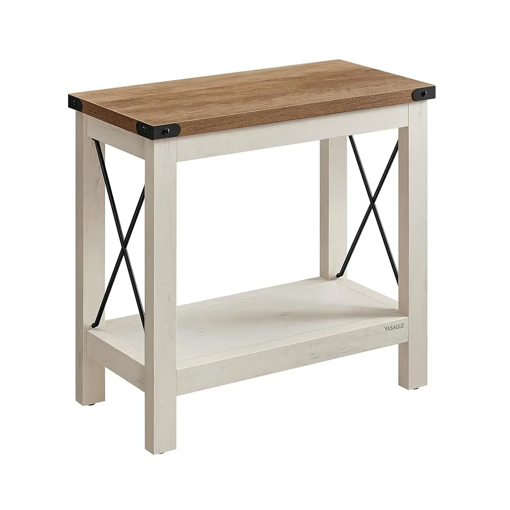 

Двухуровневый приставной столик, прикроватная тумбочка с нижней полкой, для небольших помещений, для гостиной, спальни, в стиле фермерского дома, цвет ржавый