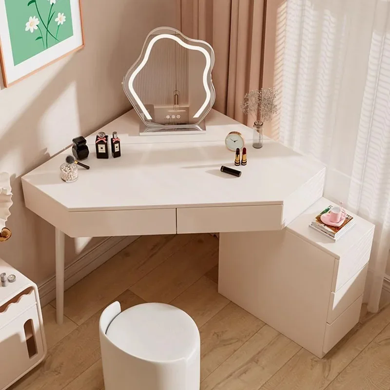 

Wood Aesthetic Girl Dressing Table Luxury Kawaii Nordic Mirror Lights Dressing Table Chair Cabinet Tocador Maquillaje Furniture