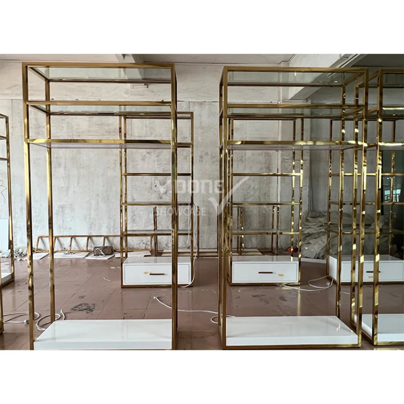 customized.High-end Clothing store furniture design retail store metal display racks Shelf Clothes display rack cabinet rac