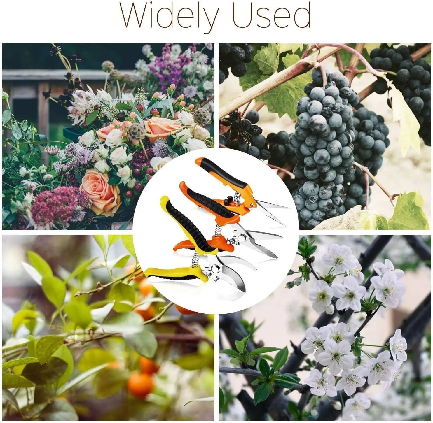 Tijeras de podar para jardín, juego de podadoras de mano con cuchillas de acero inoxidable, herramienta de recorte de jardinería, podadora manual