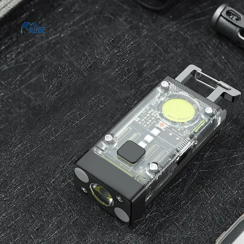 

A18E-LED COB Keychain Light Solar Type-C USB Rechargeable Portable Waterproof Flashlight For Power Outage Emergency