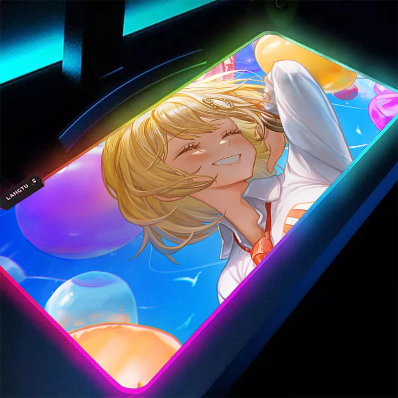 Alfombrilla de ratón Speed Mini LED PC ordenador Kawaii teclado Pad Hololive Watson Amelia alfombrilla de escritorio RGB accesorios para juegos de ordenador portátil alfombrilla de ratón