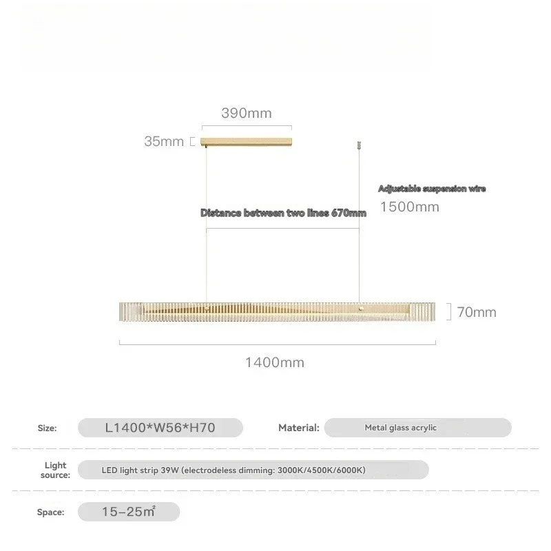 Minimalistische LED lineaire hanglamp Eenvoudige lange hangende kroonluchter voor keuken Woonkamer Kantoor Thuis Eettafel Hanglamp