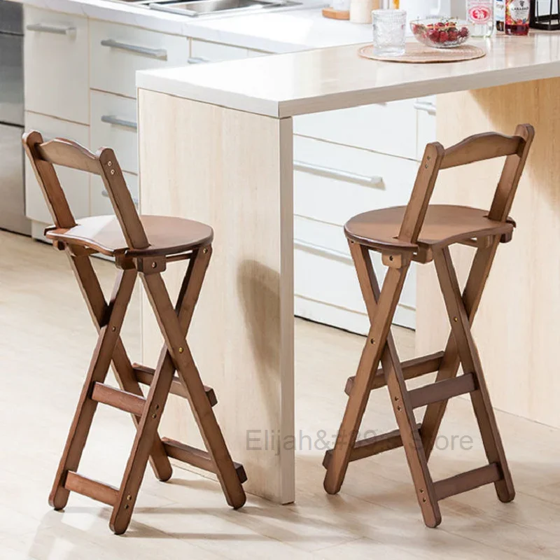 

Chairs for Kitchen Folding Chair Stool Creative Kitchen Cashier Simple round Stool Dining Chair Wood Portable High Stool Simple