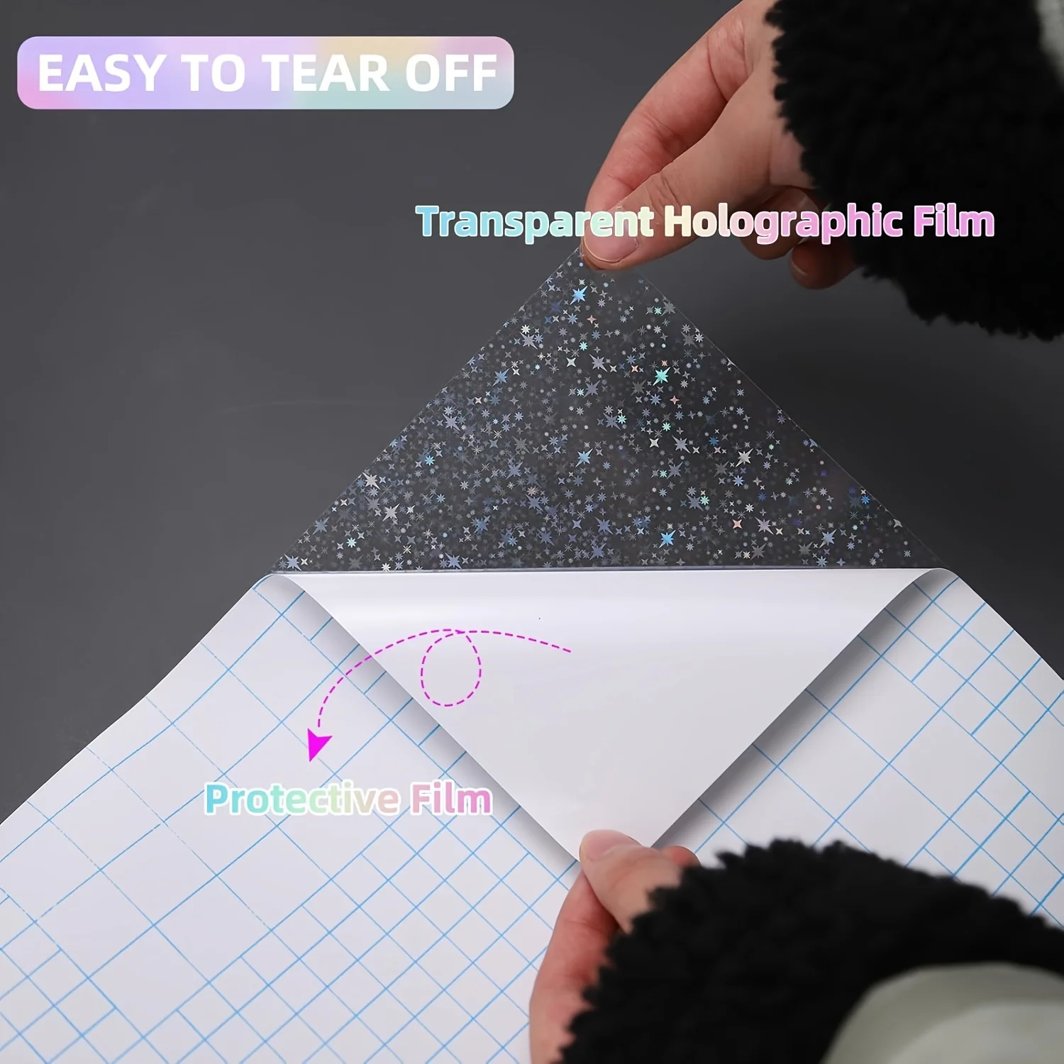Size A4(8.3×11.7 Inch) 50 Sheets Star Cold Laminated Film Holographic Overlay Adhesive Vinyl for Stickers