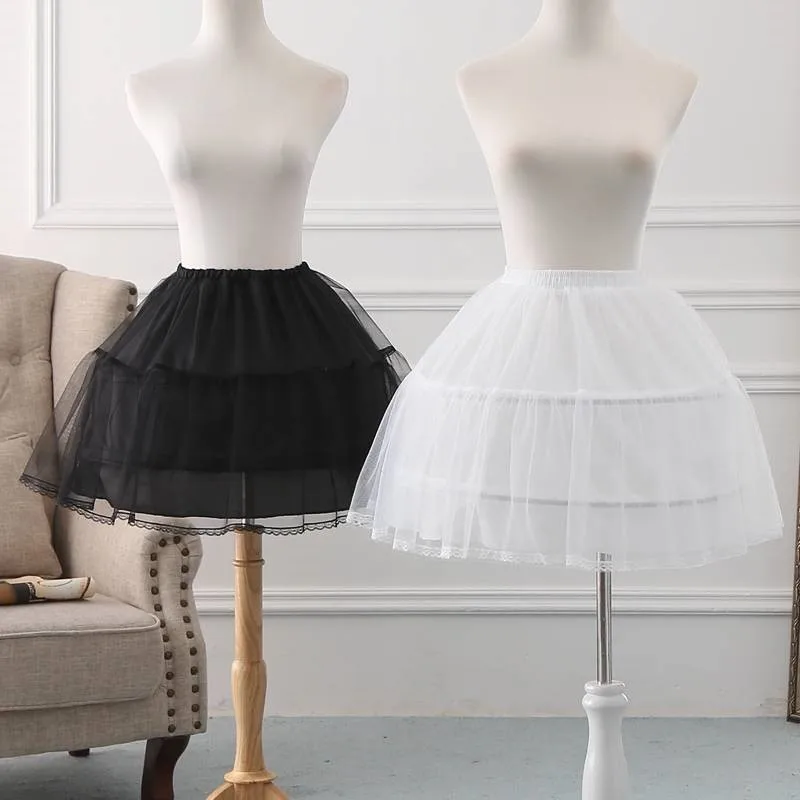 Girls Crinoline Petticoat with hoop Under skirt Short White Underskirt A-line Ball Gown Petticoats