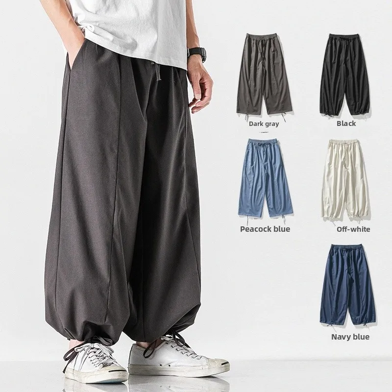 

Harmonious Cotton Linen Men's Harem Pants Loose Fit Summer Casual Straight Leg Long Trousers Vintage Sle Comfortable Leisure