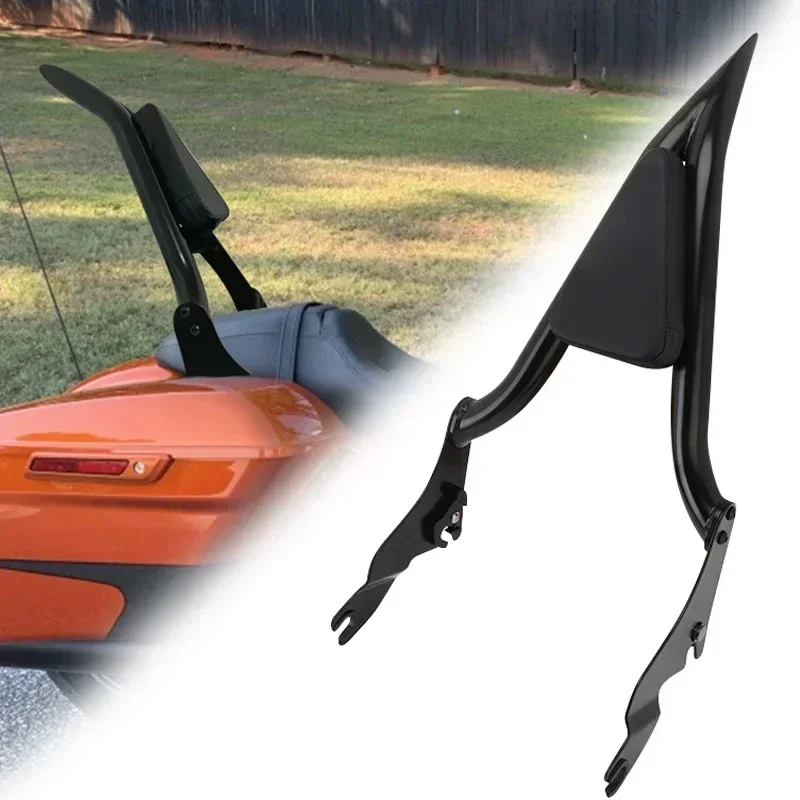 

Black Motorcycle 16'' Detachable Sissy Bar Pad Rear Passenger Backrest For Harley Touring Road Glide Street 121 CVO 2023-2024