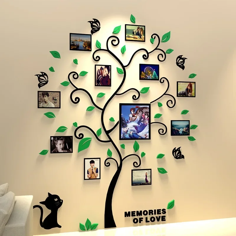 

3D Acrylic Family Photo Tree Wall Stickers for Living Room Photo Frame Home Decorative Art Wall Decals DIY Big Size