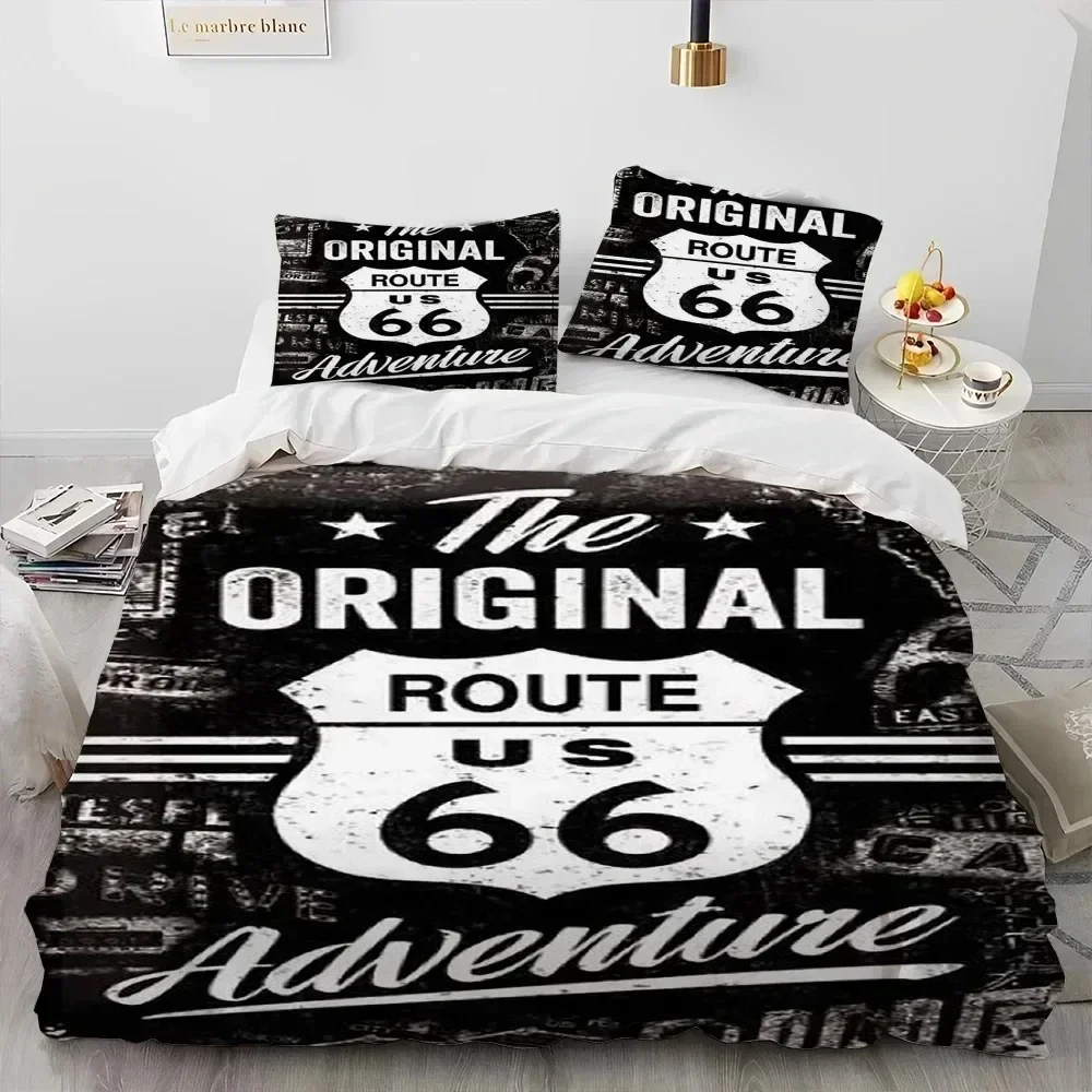 Luxury New 3D Print Historic Route 66 Mother Road Bedding Set Duvet Cover Bed Set Quilt Cover Pillowcase Queen Size Boys Adult