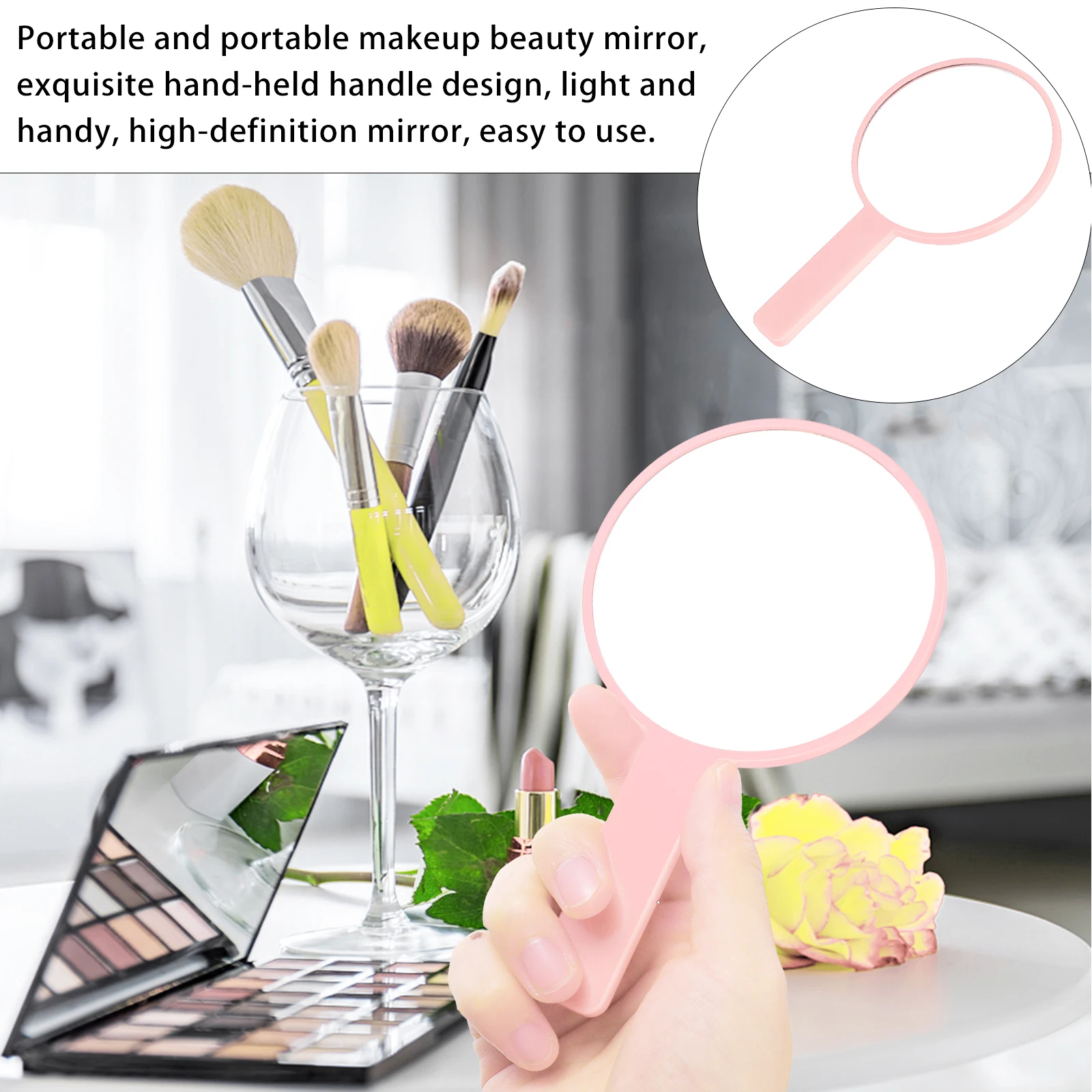 

Portable Hand Mirror Compact Makeup Mirror with Handle for Women Travel Home Birthday Valentine Christmas Gifts