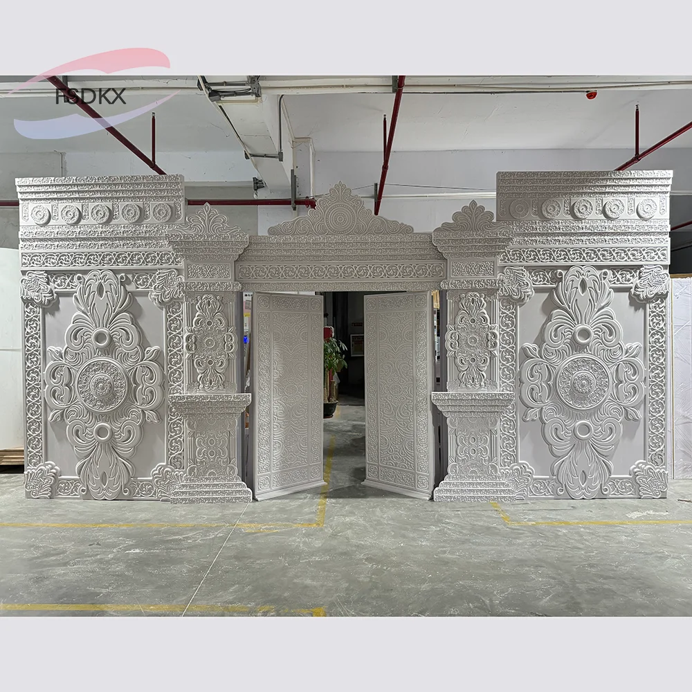 

Elegant Arch Stage Backdrop For Event Stage Indian Backdrop White Castle Backdrop