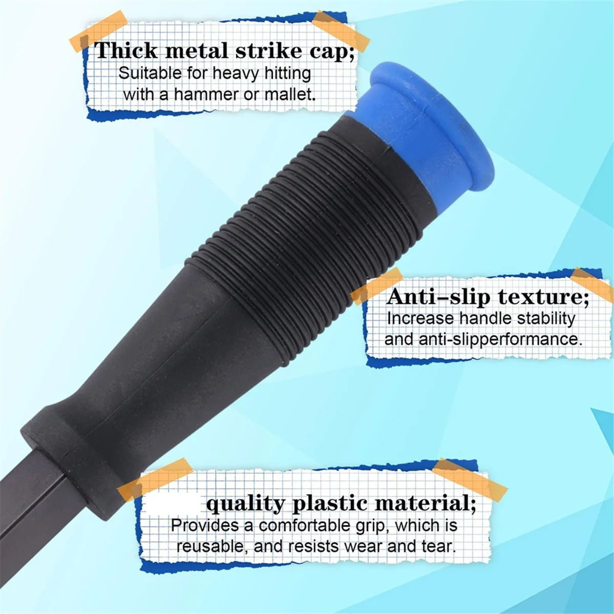 Набор долот по дереву ABXHH с 3 защитными колпачками. Квадратные врезные долота с нескользящей ручкой для дверных рамок.