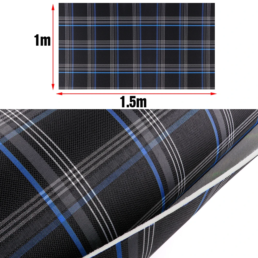 (1X1.5M) Zwart Plaid Interieur Seat Cover Doek Bekleding Stof voor MK7 VW Golf GTI MK1-K2 T1 T2 T3.etc