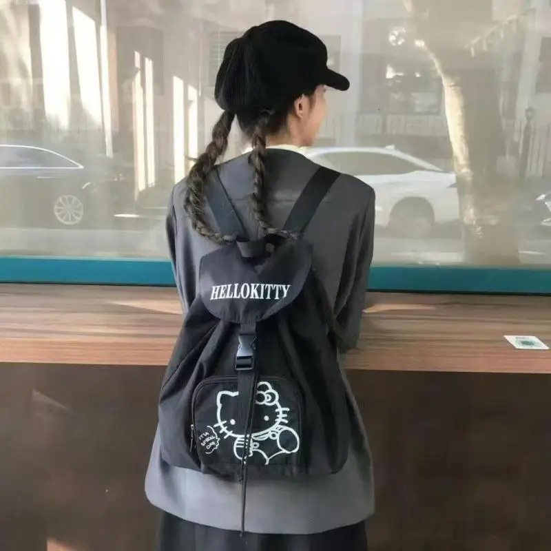 

Sanrio Girl Cartoon Backpack Hello Kitty Student Portable Light Shoulder Bag Kawaii Versatile Fashion Leisure Travel Bag New