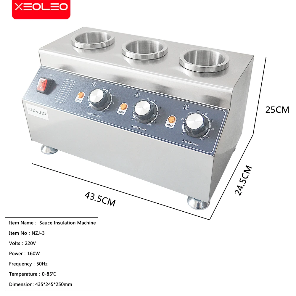 XEOLEO 240W Riscaldatore per marmellata di cioccolato a triplo cilindro Riscaldatore elettrico per cioccolato Marmellata Riscaldatore per bottiglia