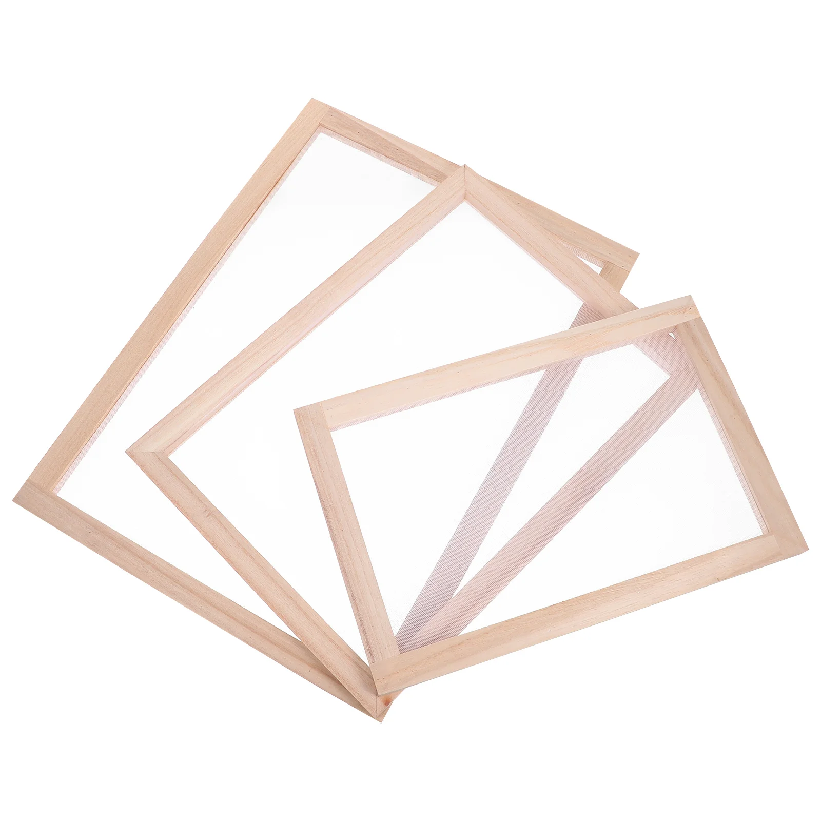 

3Pcs Paulownia Wood Papermaking Mould Deckle Precise Mesh Screen DIY Handmade Paper Mold Frame Paper Craft Supplies