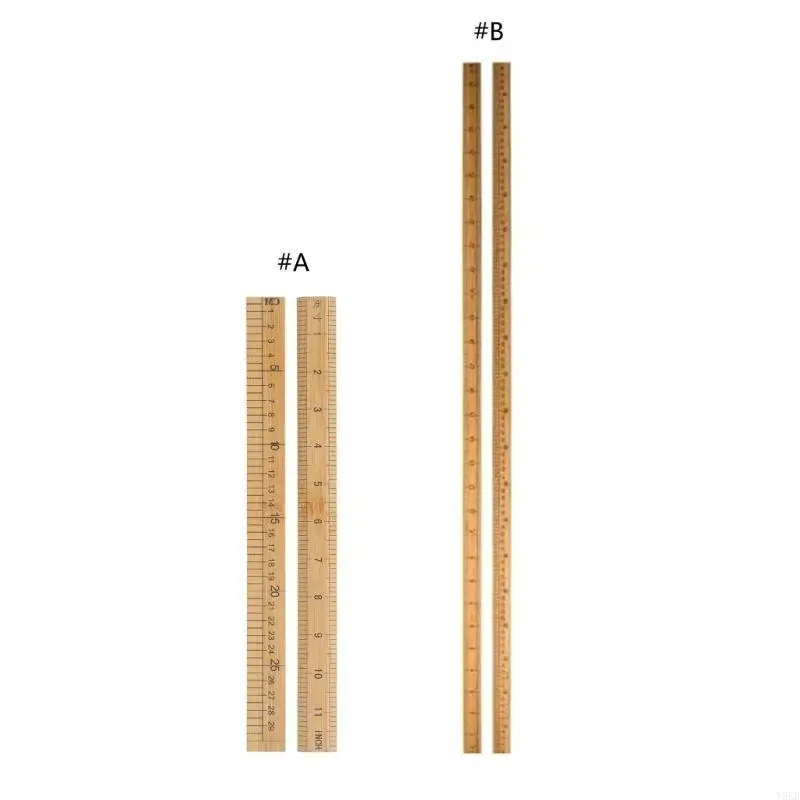 Y5LB Wooden Ruler 12Inch 24Inch Double-Sided Scale Rulers Measuring Ruler