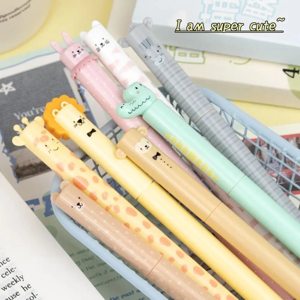 

4PCS/Box Cartoon Animal Shaped Erasable Pen 0.5mm Blue Ink Rotating Using Gel Pen Writing Pen School Office