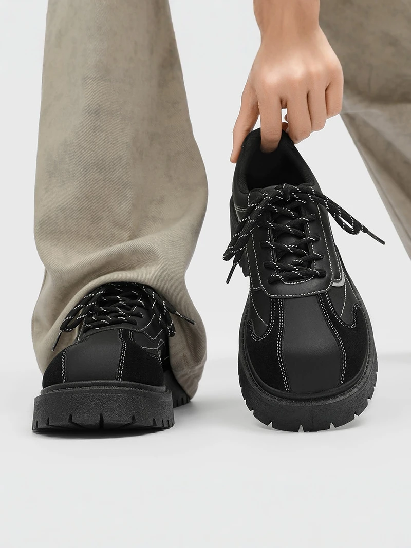 Men's Fashion Thick Bottom Large Head Shoes Casual Retro Sports Heightening  Shoes Autumn New Arrival Leisure All-Match