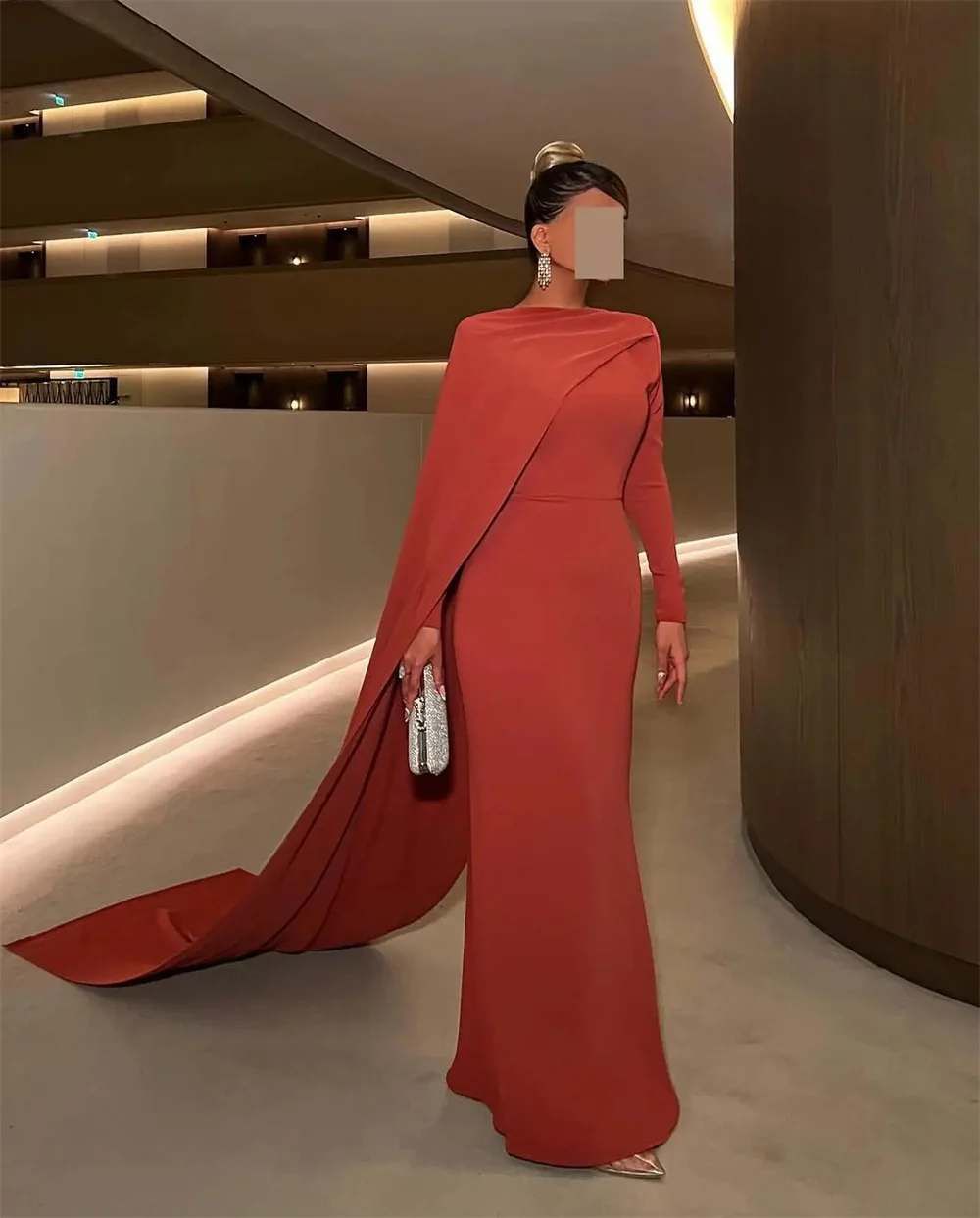 ROYET Sweep Train New Customized Party Dress Long Sleeve Mermaid Formal Prom Gown Floor Length Woman Evening Dress