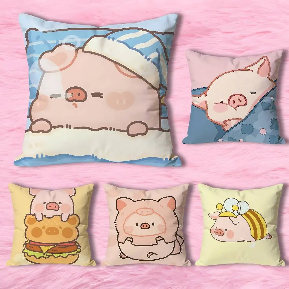 

Cartoon L-LULUS-S Pig Pillow Cases for Bedroom Living Room Sofa Home Decor Polyester Cushion Cover with Zipper