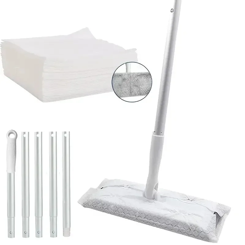 Home Electrostatic Dust Collector Mop Set with Foldable Long Handle Disposable Vacuum Paper - Household Floor Cleaning Tool