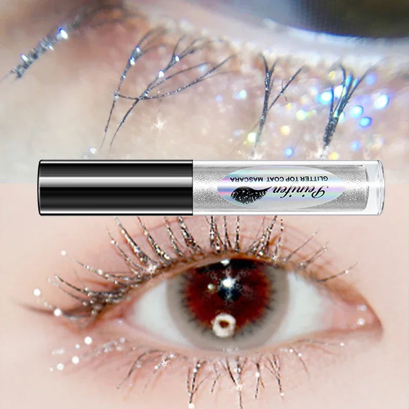 Heallor Diamant Glitter Mascara schnell trocknen Wasser tropfen Make-up lang anhaltende wasserdichte Curling dicke glänzende Wimpern Mascara Schimmer