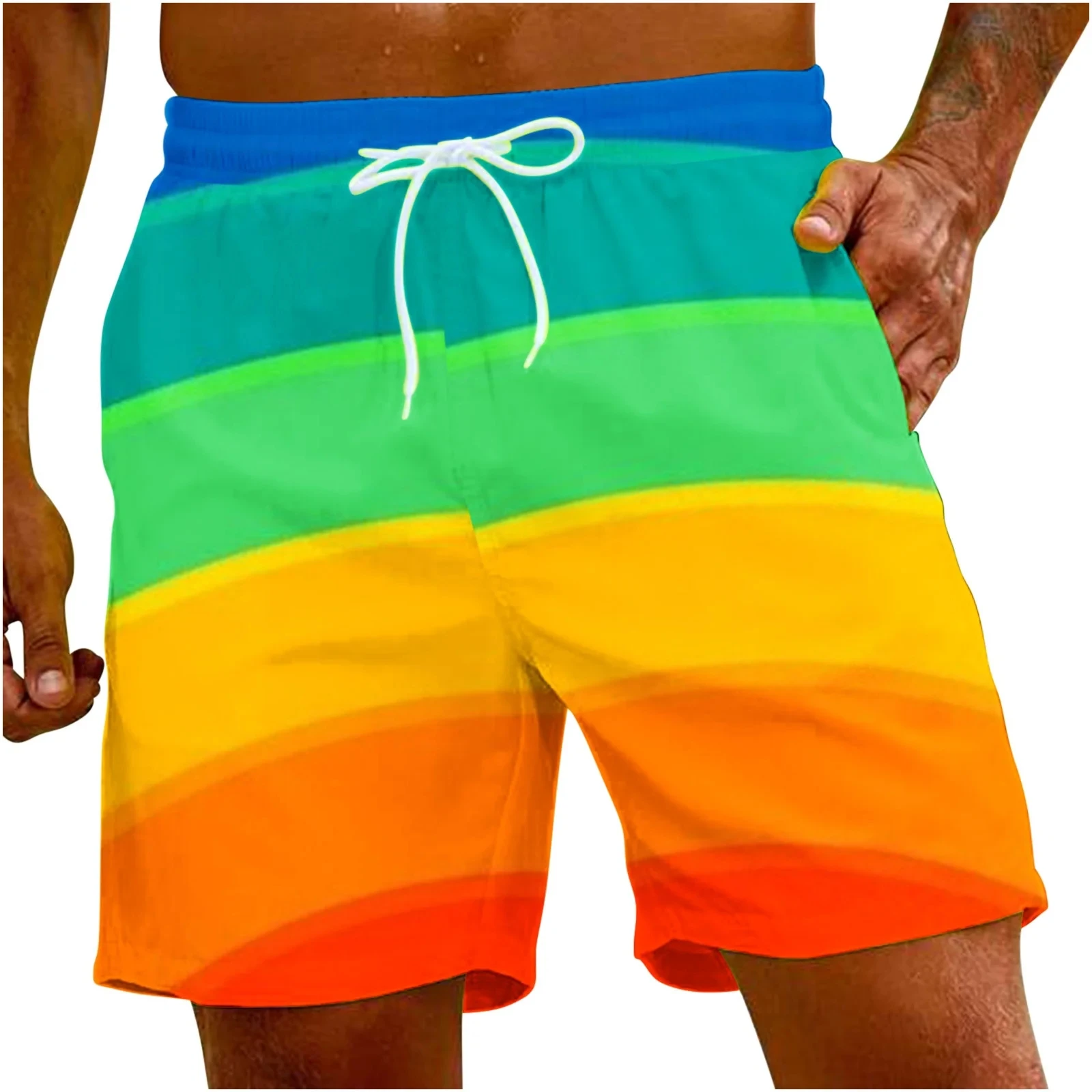 레인보우 게이 LGBT 3D 프린트 비치 반바지 남성 여름 하와이 캐주얼 보드 바지 오버 사이즈 서핑 수영복 트렁크 아동 의류