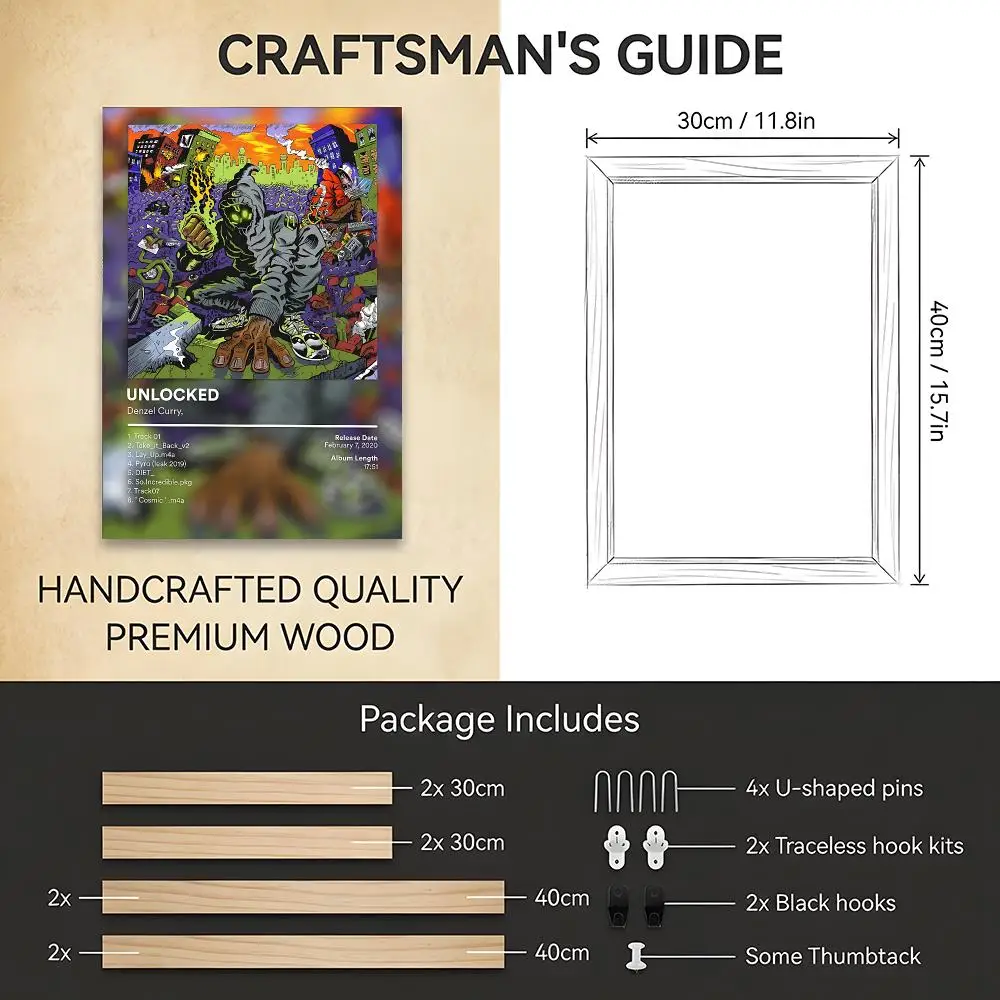 D-Denzel Curry Rapper Album Painting Calligraphy HD Modern Style Inner Frame Canvas Poster Bedroom