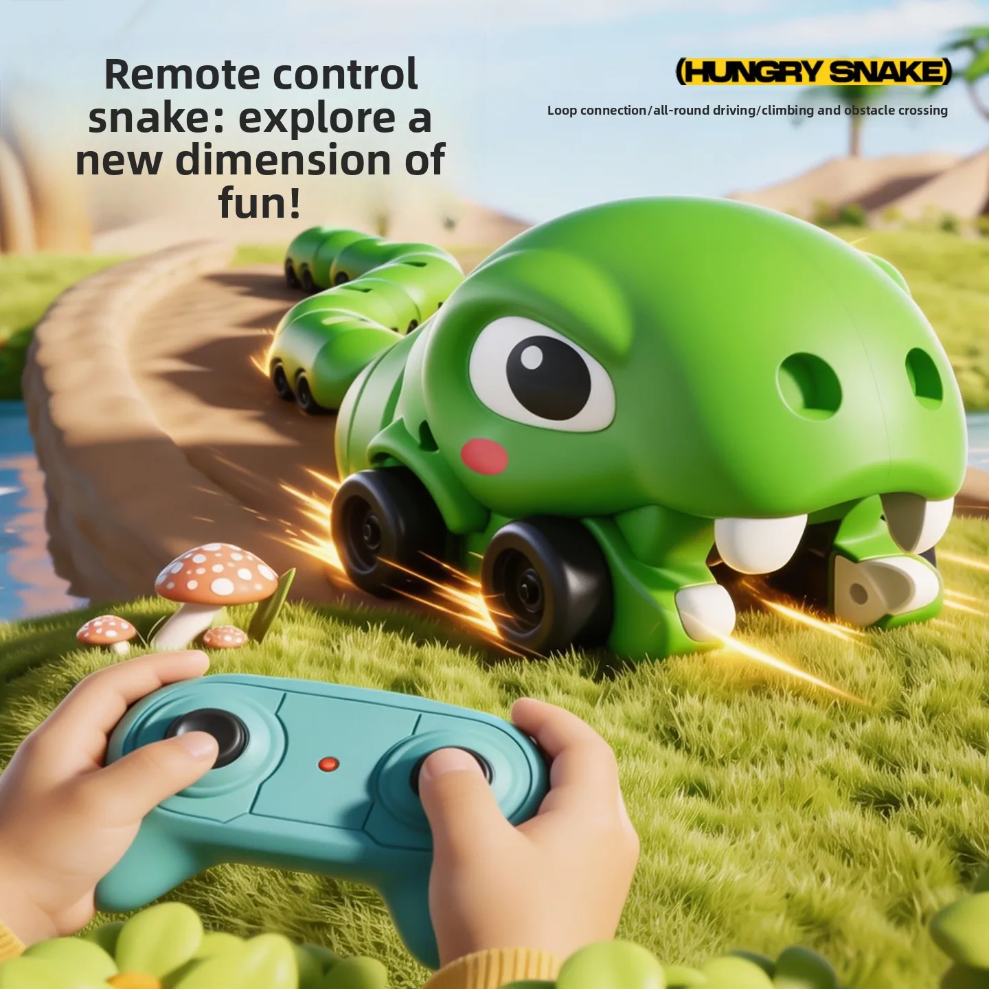 Juguete Magnético de Serpiente con Control Remoto, Dinosaurio Eléctrico que Devoraréa Autos, Juguete de Batalla Interactivo Doble