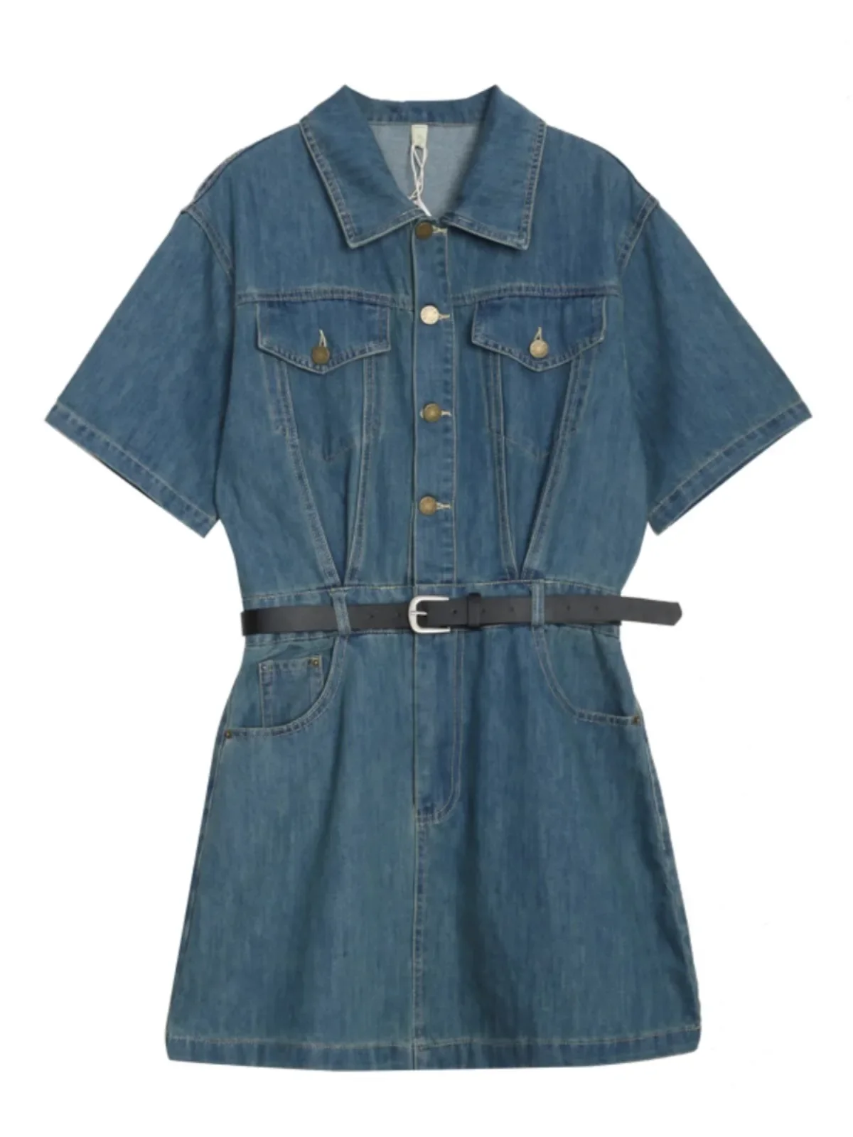 

Retro Collar Denim Dress For Women In Spring And Summer, High-Quality Washed And Worn Design, Slim Fit Dress