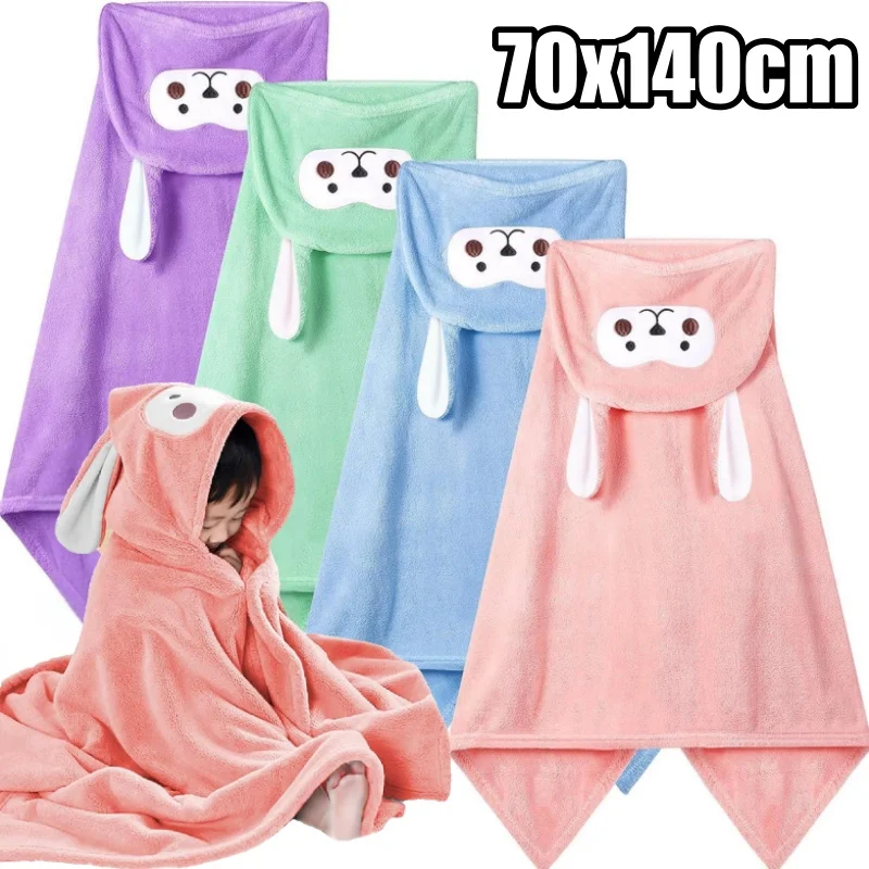 

70x140CM Baby Bath Towel Coral Fleece Baby Hooded Towel Absorbent Soft Towels for Newborn Cartoon Animal Hooded Bath Blanket
