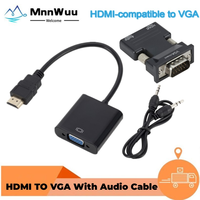 MnnWuu HDMI-compatible To VGA Converter With 3.5mm Audio Cable For PS4 PC Laptop TV Monitor Projector 1080P HD TO VGA Convertor