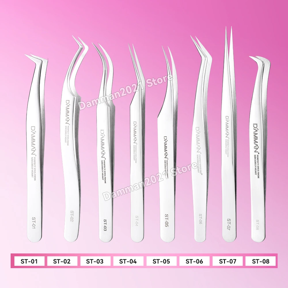 Damman Tweezers For Eyelash Extension High Precision Lashes Tweezers Anti-Static Stainless Steel Eyelash Tweezers Makeup Tools