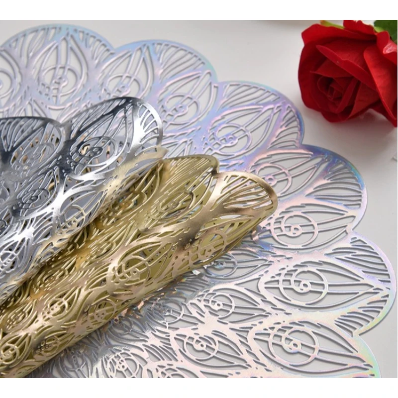 Flower-shaped Openwork Musical Note Pattern Table Mat PVC Hot Stamping Heat-insulating Coffee Mat Western-style Table Decoration